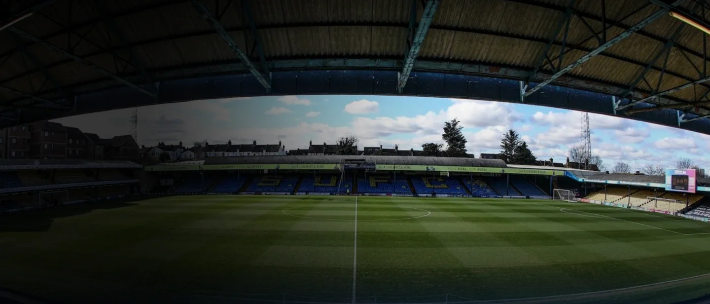 Roots Hall viewed from beneath the stand, looking across the pitch